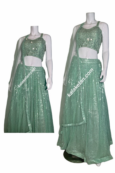 Mint sequins lehenga